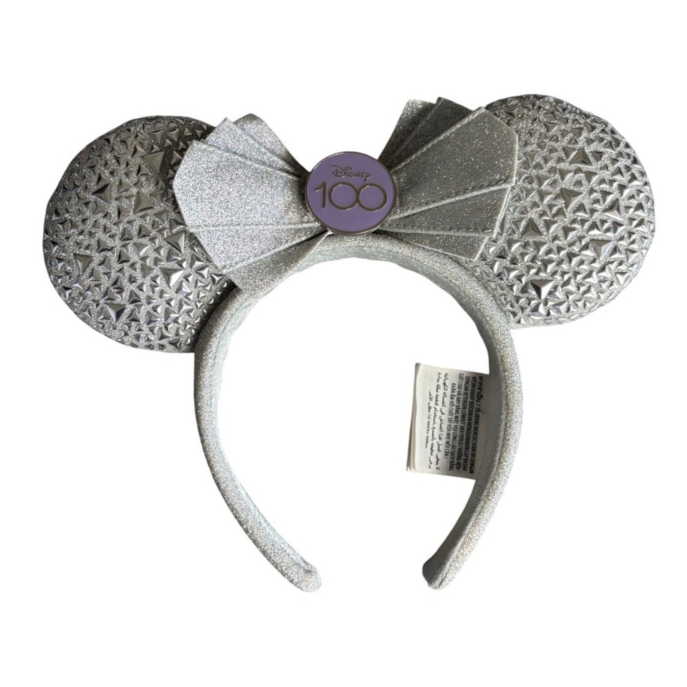 Disney 100th Anniversary Cast Member Exclusive Minnie Ears Silver Studded Bow
